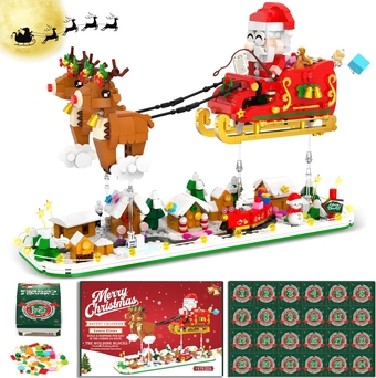 Advent Calendar 2023 Toy Building Sets - Santa Claus, Christmas Countdown 24 Boxes 1278 PCS Building Blocks with Lights, Christmas Decorations Christmas Gifts Stocking Stuffers for Adults Teens Kids