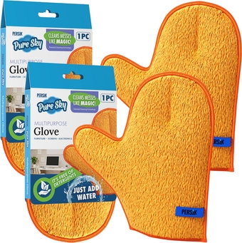 Pure-Sky Microfiber Glove Dusting Mitt - Just Add Water No Detergents Needed - Ultra Microfiber Cleaning Cloth Glove - Use for Cleaning Furniture, Home - 2 Pack