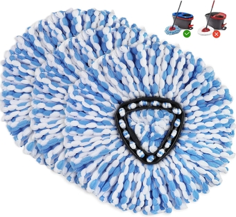 3 Pack Mop Replacement Heads for O-Ceda RinseClean Spin Mop, Microfiber Spin Mop Refills, Easy Cleaning Mop Head Replacement Refill