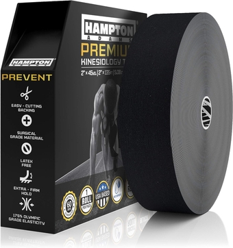 (135 Feet) Bulk Kinesiology Tape Waterproof Roll Sports Therapy Support for Knee, Muscle, Wrist, Shoulder, Back/Original Uncut Premium Therapeutic Elastic & Hypoallergenic Cotton - (Black)