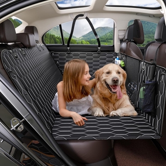 Back Seat Extender for Dogs, Waterproof Dog Car Seat Cover, Sturdy Backseat Extender for Dogs Hard Bottom Hammock for Car, Trucks & SUVs(Black)