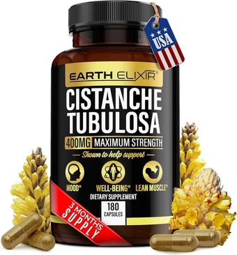 Cistanche Tubulosa 400 mg (180 Capsules) 3 Months Supply – Made in USA - 3rd Party Tested - Cistanche Supplement - Zero Fillers - Max Purity- Vegan - Nootropics - 100% Pure Cistanche Herb