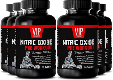 Top Nitric Oxide Preworkout Supplement 3150mg - to Build Strength and Boost Energy (6 Bottles 540 Tablets)