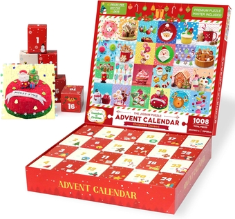 Advent Calendar 2024 Christmas Jigsaw Puzzles- Christmas Dessert Holiday Puzzles for Adults Kids, 24 Parts 1008 Pieces Jigsaw Puzzles Gift for Countdown to Christmas