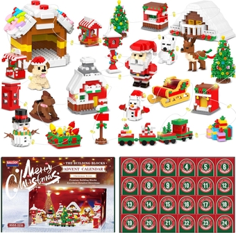 Christmas Advent Calendar 2023 Toy Building Set - Christmas Countdown Playset 24 Christmas Scene Collectible Surprises, Advent Calendars Christmas Gift Building Sets for Adults Kids Ages 8+