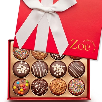 Gourmet Chocolate Covered Cookie Gift Basket | 12 Count | Mothers Day Gifts | Chocolate Candy Gift Box | Food Gift, Birthday Gifts for Women Men Mom Dad Adults Couples Families