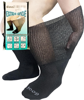 Extra Wide Socks for Swollen Feet Soft Stretch up to 30" Seniors Diabetics Men Women 10-13 13-15 Non Binding Loose Fitting Top Bariatric Neuropathy Lymphedema Edema Cast Over The Calf Plus Size