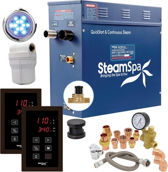 4.5kW Steam Sauna Generator Executive Bundle 240V Steam Generator with Touch Pad, Steamheads, Pressure Relief Valve, Built-in Auto Drain, LED Light, Filter and Quick Install Kit EXT450OB-A