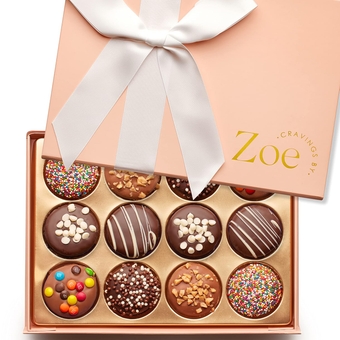 Gourmet Chocolate Covered Cookie Gift Basket | 12 Count | Mothers Day Gifts | Chocolate Candy Gift Box | Food Gift, Birthday Gifts for Women Men Mom Dad Adults Couples Families