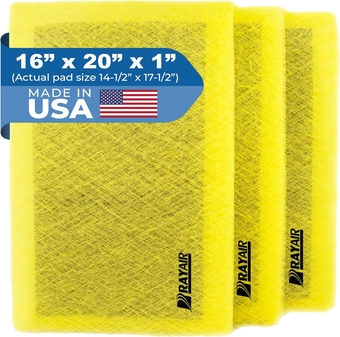 16x20 Replacement Filter Pads Compatible with Air Ranger Air Cleaner 16X20 (3 Pack) Yellow