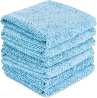 Microfiber Cleaning Cloths, Towel for Cars, Windows, Mirrors, Laptop Computer Screen, iPhone, iPad and More. 6 Pack 16'' x 16' (Blue)