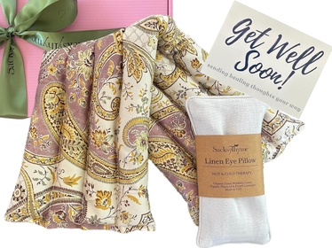 Get Well Soon Gift Set - 2 Piece Set Heating Pad - XL Heating Pad & Linen Eye Pillow - Get Well Gift Boxes for Women, Unique Women's Gift Basket, Card for Personalized Message