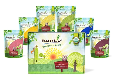 Organic Rainbow Power Gift Box - Variety of Powders Including Organic Pomegranate, Mango, Orange, Kale, Blue Spirulina, Mulberry (1 Gift Box)