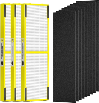 FLT4825 HEPA Filter B Replacement for Germ Guardian Air Purifier, 3 True HEPA Filters+9 Carbon Pre-Filters