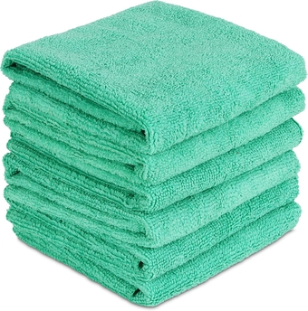 Microfiber Cleaning Cloths, Towel for Cars, Windows, Mirrors, Laptop Computer Screen, iPhone, iPad and More. 6 Pack 16'' x 16' (Green)