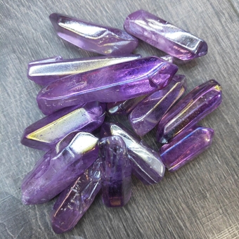 Full of Texture Electroplated Purple Titanium Aura Lemurian Wand Point Stone Decor Natural Quartz s Can be Used for (Size : 100g) Home Goods (Size : 500g)