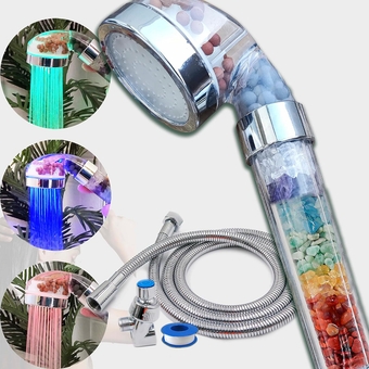 Chakra Crystal Shower Head LED Lights. Color Changing. Natural Gemstones. Healing Crystals. Water Purification. Mineralization. Ph Balance. Healing Energy. 7 Stones. Water Filtering. Bathroom