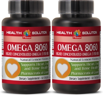 Immune Support Sugar Free - Omega 8060 (Highly Concentrated Fish Oil) - Omega 3 Mood - 2 Bottle 120 Softgels