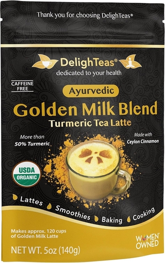 Organic Golden Milk Powder with Turmeric, Ginger, Ceylon Cinnamon | Ayurvedic Spices for Golden Turmeric Latte | Unsweetened, Vegan, Non-GMO, Keto | 120 Servings, 5 oz.