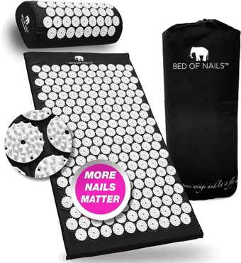 The Original Premium Acupressure Mat & Pillow Set, 10,962 Acupuncture Pressure Points for Back Pain Relief, Increased Energy, Relaxation, FSA/HSA Eligible, Drawstring Bag, Jet Black