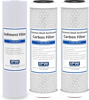 Replacement Filter Kit Compatible with Krystal Pure KR10 RO System - ludes Carbon Block Filters & Polypropylene Sediment Filter