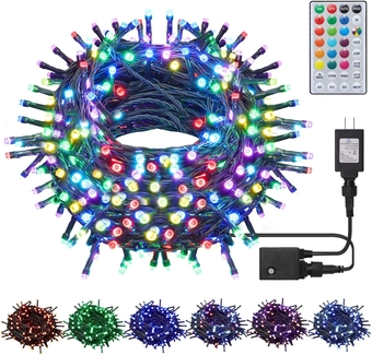 66ft Christmas Decorative Mini Lights, 200 LED 20 Colors RGB Changing 7 Functional Green Wire Fairy Halloween Lights with Remote Timer, Plug in Indoor Outdoor Xmas Wedding Party Decor