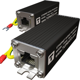 Ethernet Surge Protector (2 Pack) Gigabit PoE++ (154W/3.2A) Mounting Flange (Gas Discharge Tube) Metal Shielded RJ45 Lightning Suppressor LAN Network CAT5/CAT6 Thunder Arrestor 1000 Mbps  TP302