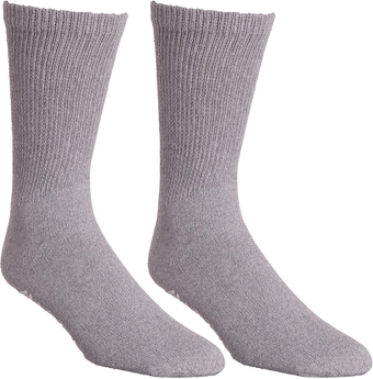 Non-Skid Diabetic Crew Socks - Breathable Anti Slip – Improve Foot Circulation – Painful Swollen Feet Relief- Gray- 6 Pairs