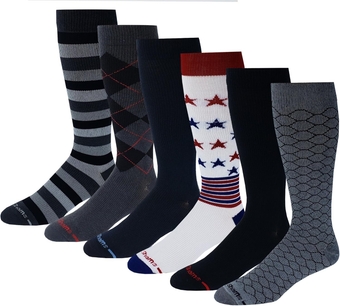 6 Pairs Pack Moderate ( 15-20 mm Hg ) Sports , Travelers , Anti-Fatigue , Graduated Compression Socks (10-13, Assorted)