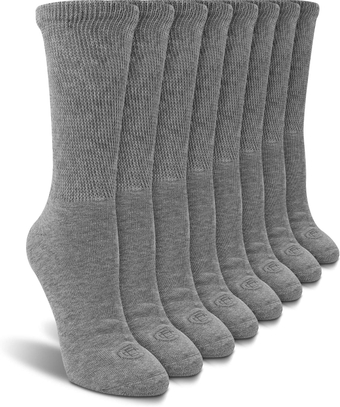 Women's Diabetic Socks, Non-Binding, Circulatory, Cushioned, Crew Socks for Swollen Feet, 4 Pack, Grey, Shoe Size 6-10, Diabetic Socks for Women Size 9-11