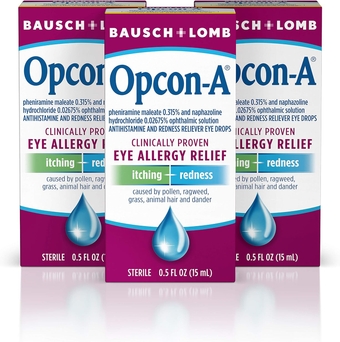 Allergy Eye Drops by Bausch + Lomb, for Itch and Redness Relief, Red and Itchy Eyes Antihistamine Eye Drop, Clinically Proven Treatment, 0.5 Fl Oz (Pack of 3)