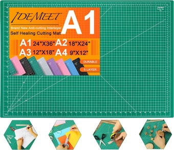 Thickened 24"x36" Large Self Healing Sewing Mat,  Rotary Cutting Sewing Mat for Crafts, 60 * 90cm 5-Ply Cut Board for Fabric Leather Cutting Quilting Modeling Hobby Project, A1, Green