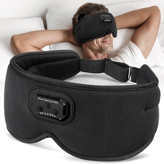 Bluetooth Sleep Mask with White Noise Timer Sleep Mask for Side Sleeper Auto-Off Block Out Light Cooling Eye Sleep Mask with Bluetooth Headphones