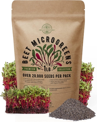 Beet Sprouting & Microgreens Seeds - Non-GMO, Heirloom Sprout Seeds Kit in Bulk 1lb Resealable Bag for Planting & Growing Microgreens in Soil, Coconut Coir, Garden, Aerogarden & Hydroponic System.