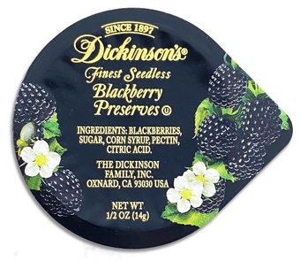 Dickinson's Blackberry Preserves (0.5 Ounce) – Single Serve Jam, Single Serve Preserves Blackberry Jam, Single Serve Jelly, Portion Control Packs (50 Count)