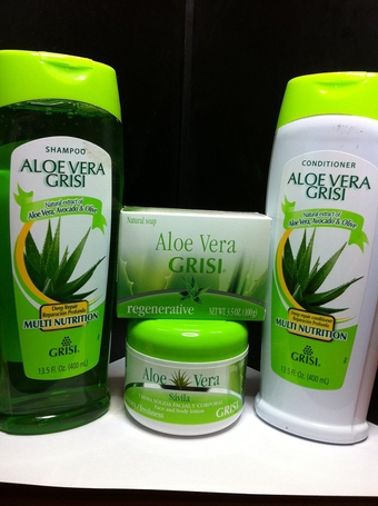 Aloe Vera Shampoo, Conditioner, Cream & Soap.