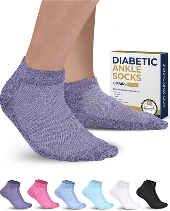 Diabetic Ankle Socks for Men and Women - 6 Pairs Low Cut Seamless Diabetic Socks Women | Diabetic Socks for Men