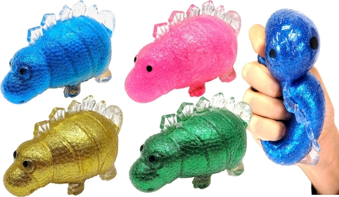 Squishy Glitter Dinosaur (4 Dino Pack Assorted) Mochi Squishy Toy for Kids. Squeeze Stress Balls. Sensory Kawaii Squishies. Bulk Party Favor & Goodie Bag Stuffers. 4347-4s