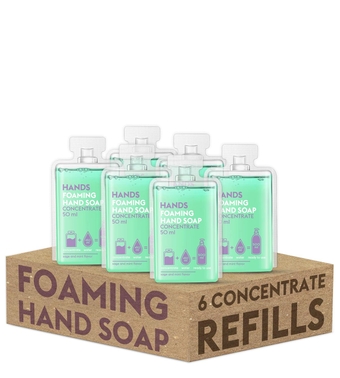 Hands 6 Capsule Packs - Foaming Hand Soap, Scented Gentle Moisturizing Hand Wash. Simple to Use, Easy and Efficient. Sage and mint. Use in any foam dispenser.
