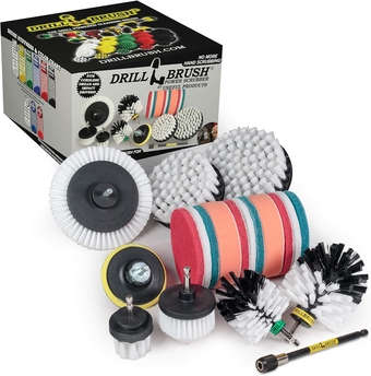 Drill Brush Power Scrubber by Useful Products - Carpet Cleaner - Car Cleaning Kit - Car Wash Kit - Glass Cleaner - Glass Cooktop Cleaner - Upholstery Cleaner - Upholstery Brush - Pet Hair Remover
