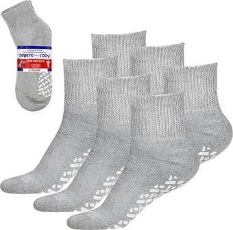 Non-Binding Loose Fit Sock - Non-Slip Diabetic Socks for Men and Women - Ankle 3Pk Grey