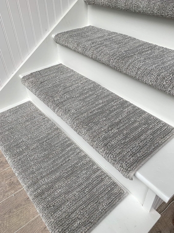 ™ Rounded Bullnose Carpet Stair Treads - Anti Slip Indoor Stair Mats for Wooden Stairs, Style: Brindle, Angelica, 35” W X 9.75" D (Single)