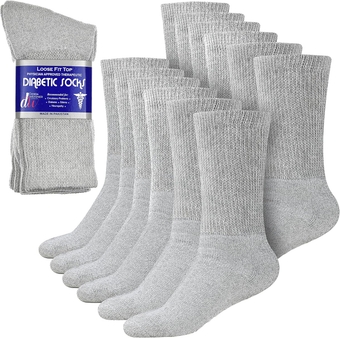 Diabetic Ankle Crew Socks Mens Womens Non-binding Socks Loose Fit 12 Pairs