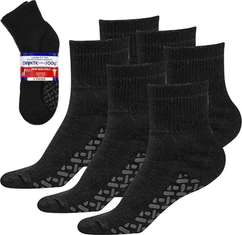 Non-Binding Loose Fit Sock - Non-Slip Diabetic Socks for Men and Women - Ankle 3Pk Black